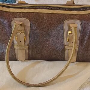Elegant Brown and Tan Women's Handbag